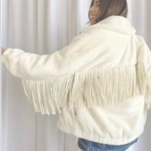 Plush drop sleeve jacket. Fringe/western